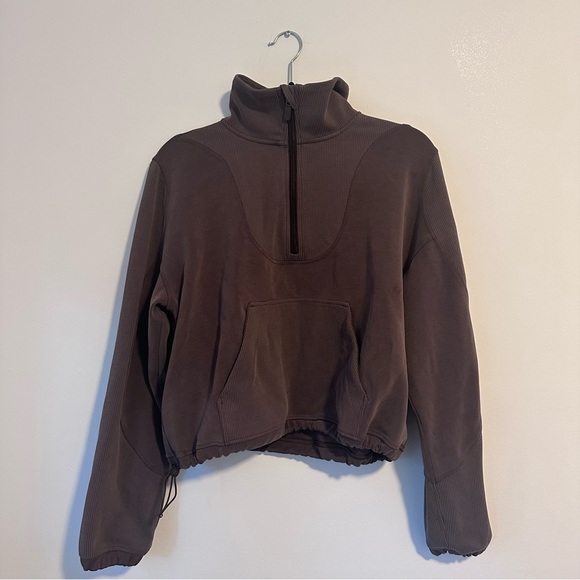 Lululemon Brushed Softstream Ribbed Half Zip Espresso Size 8 - Picture 2 of 8